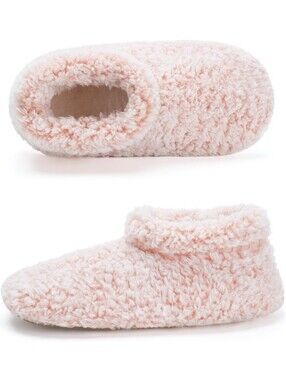 Fuzzy Fleece Bootie Slippers Cozy Warm Winter House Shoes